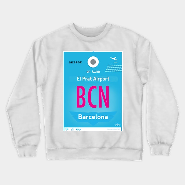 BCN Barcelona airport code Crewneck Sweatshirt by Woohoo